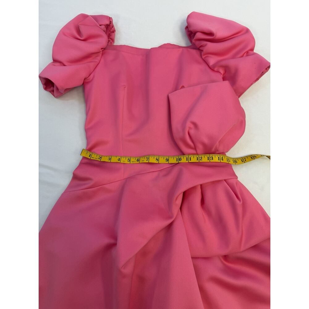 Vintage VICTOR COSTA 1980's Pink Satin Dress Gown Size 10 Knee Length Prom HoCo - Picture 14 of 16